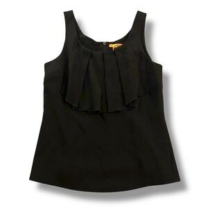 Tory‎ Burch Black Sleeveless Pleated Front Tank Top Women Size 8